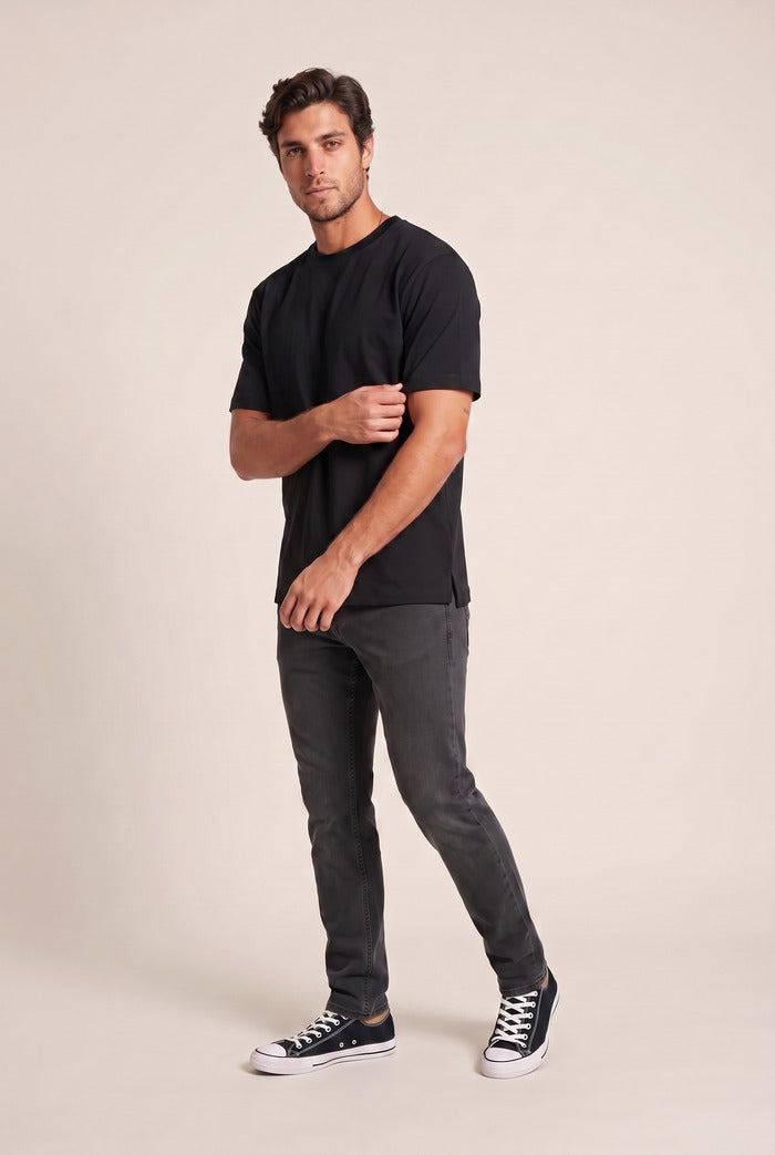 O Yaka Fırçalı 2 İplik T-Shirt JSCO