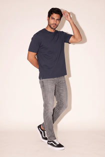 O Yaka Fırçalı 2 İplik T-Shirt JSCO