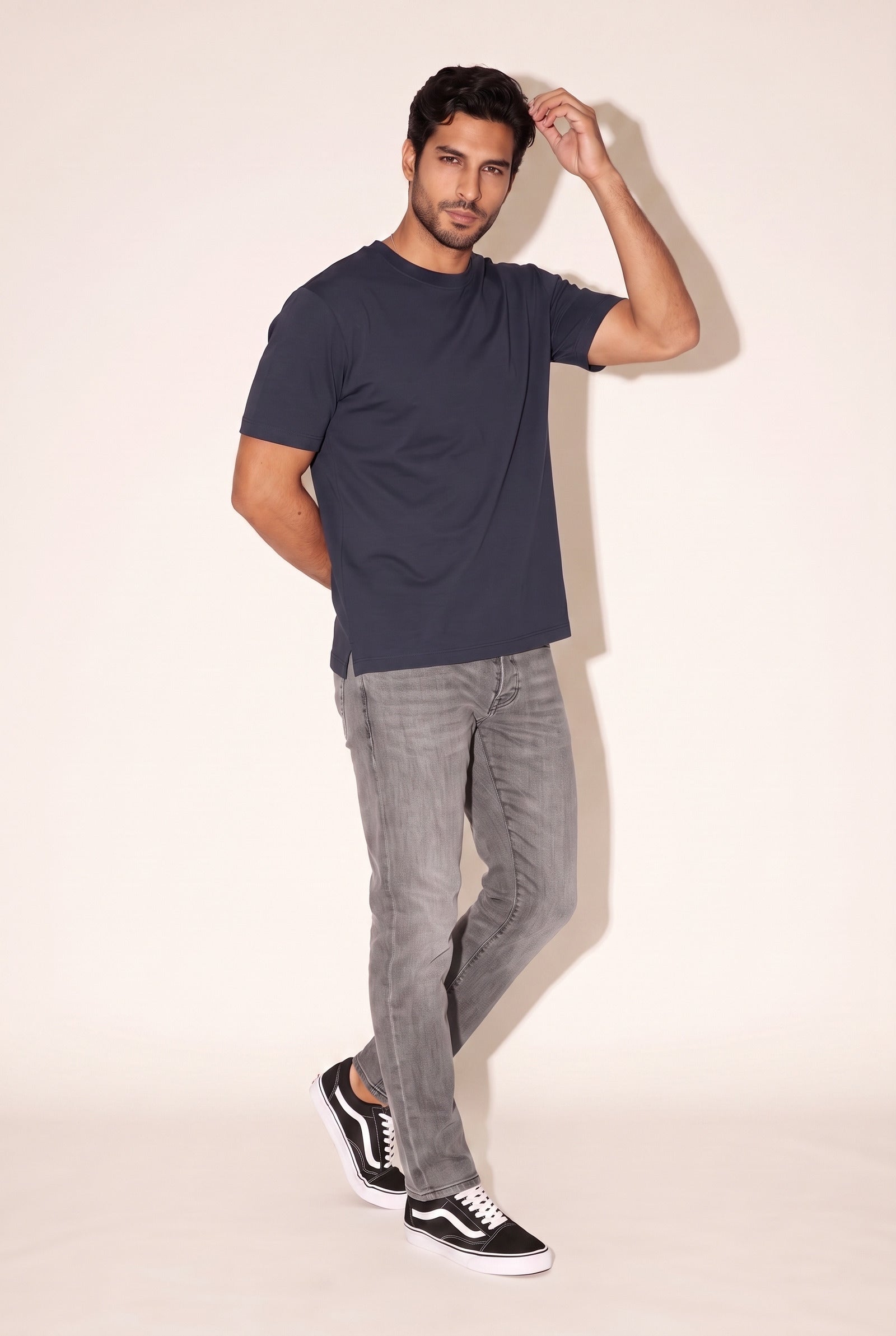 O Yaka Fırçalı 2 İplik T-Shirt JSCO