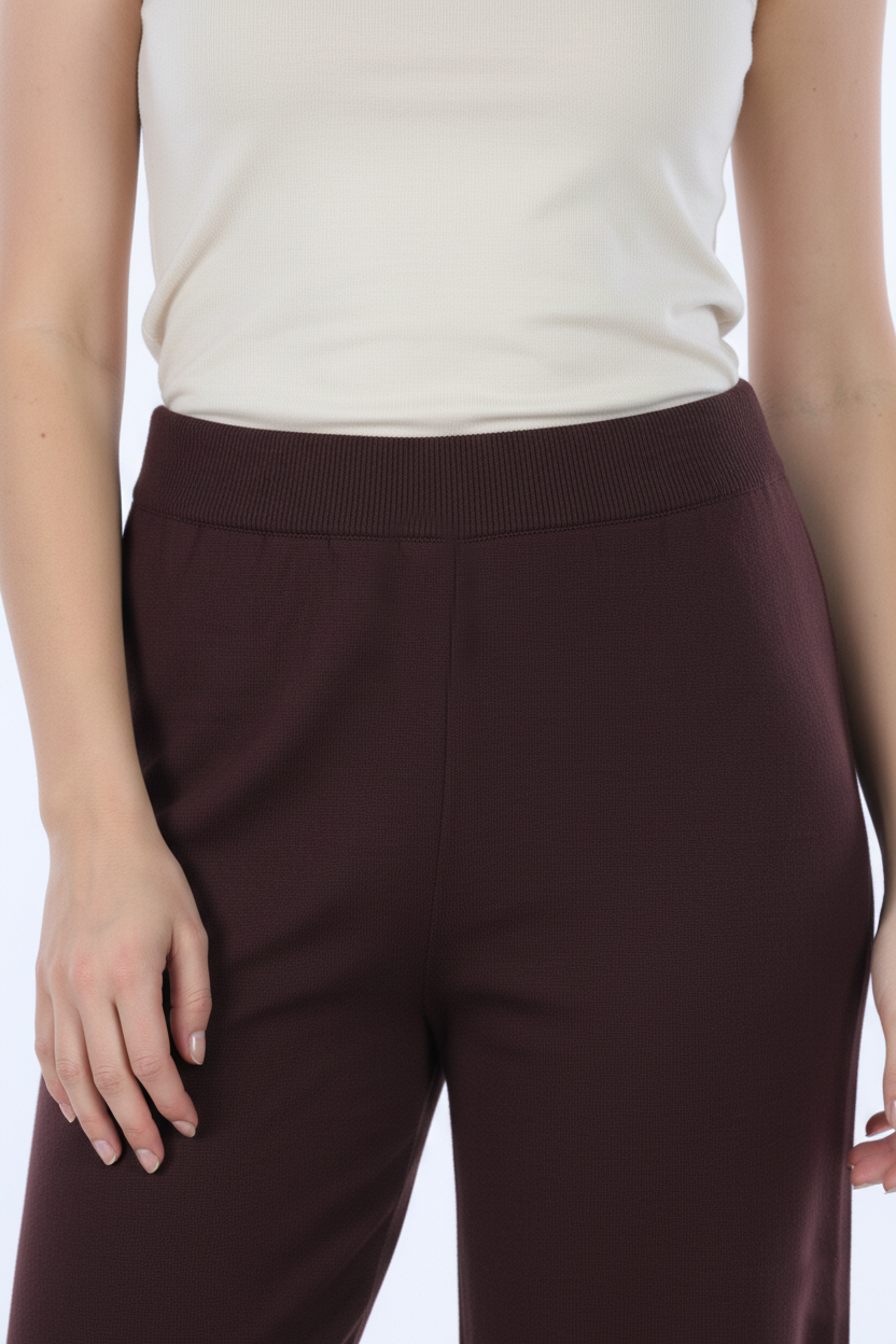 On Beli Lastikli Bol Paça Triko Pantolon
