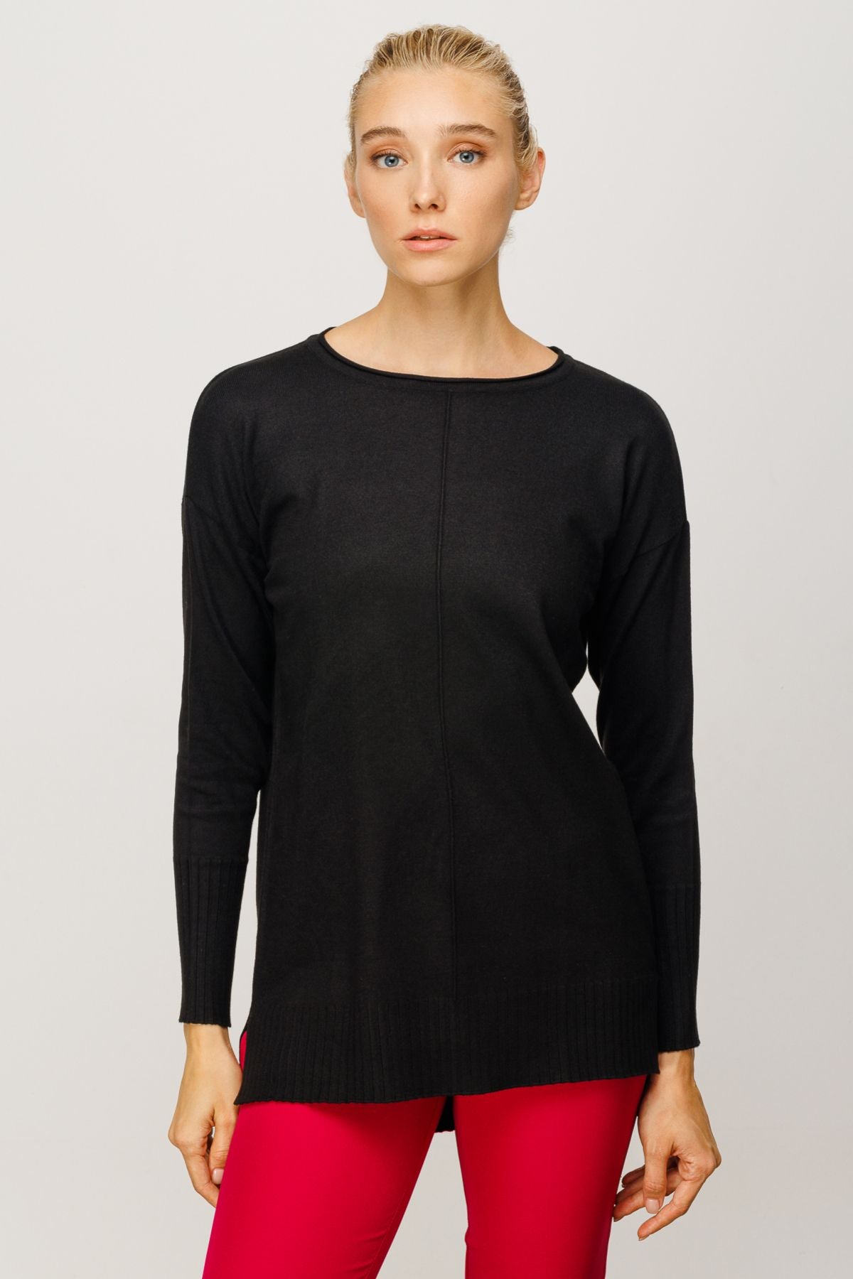 On Kadın Oversize Uzun Kol Minimalist Midi Bluz - Günlük Kullanım