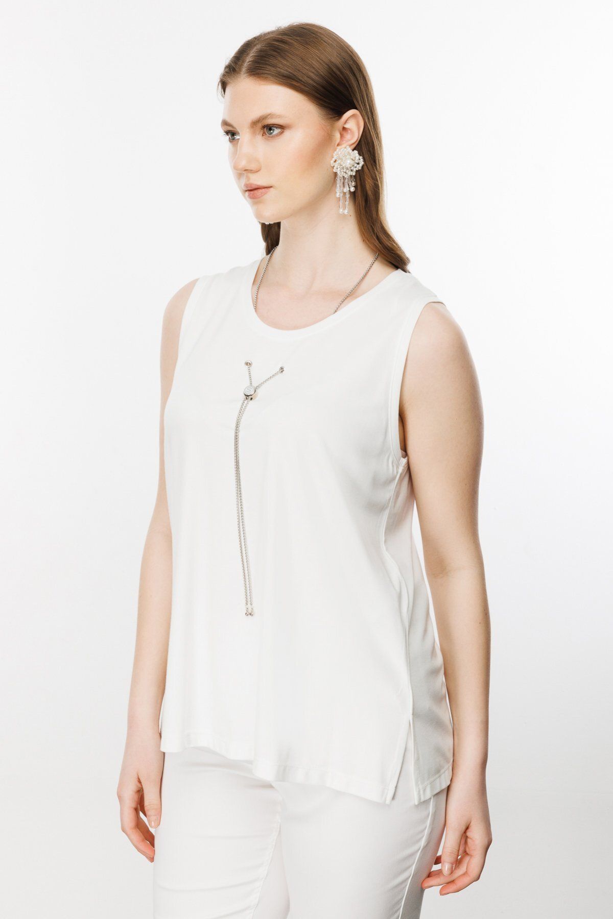 On Kadın Oversize Kolsuz Bluz - Minimalist Günlük Stil