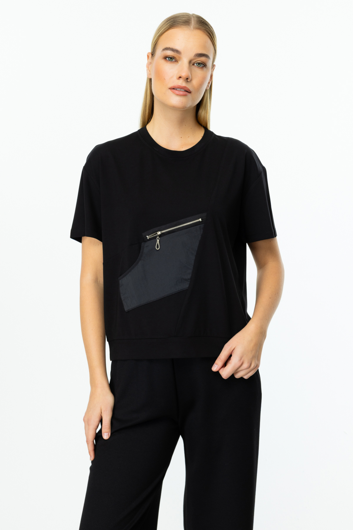 On Minimalist Oversize Kadın Bluz - Kısa Kol Rahat Günlük Ana görsel