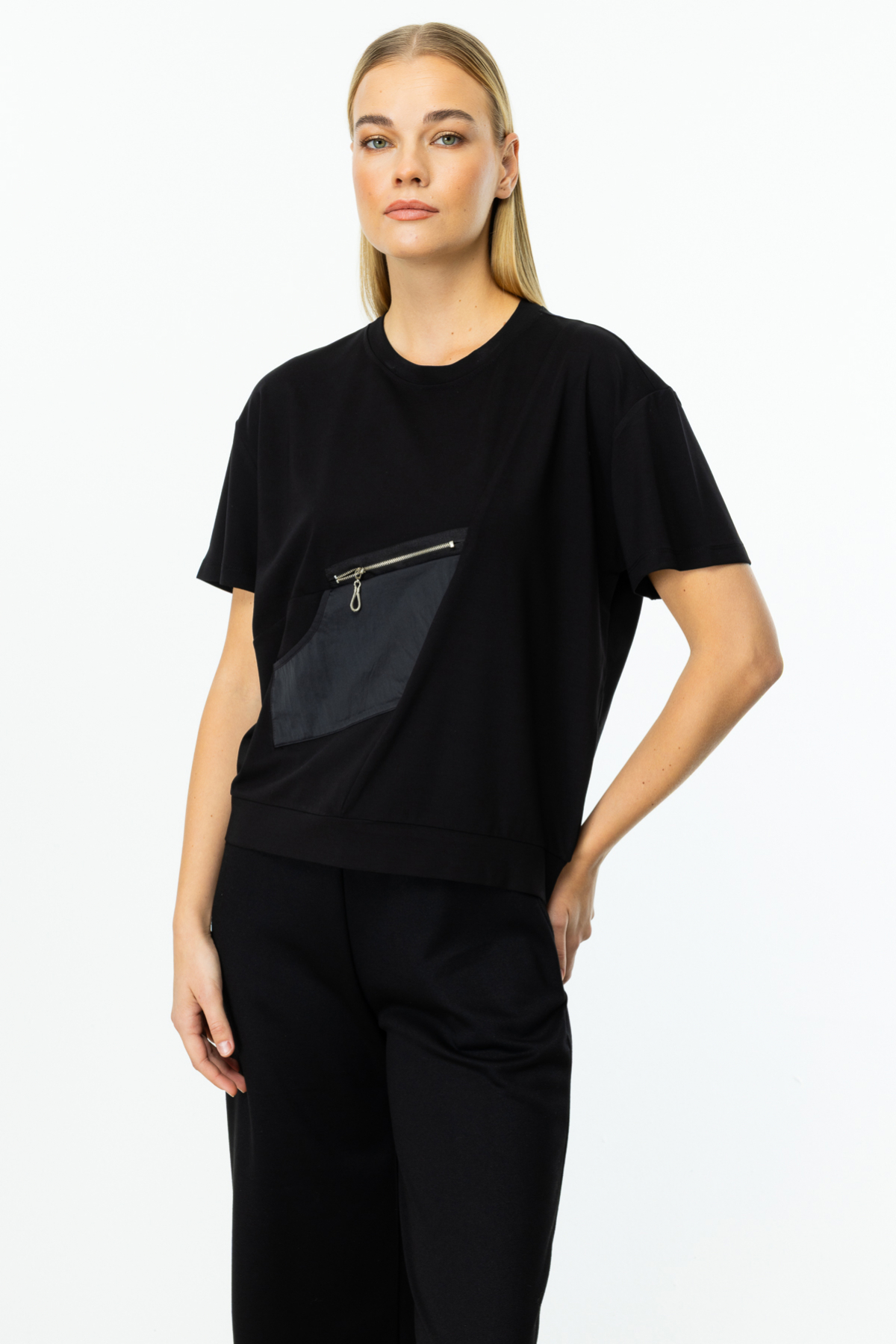 On Minimalist Oversize Kadın Bluz - Kısa Kol Rahat Günlük İkincil görsel
