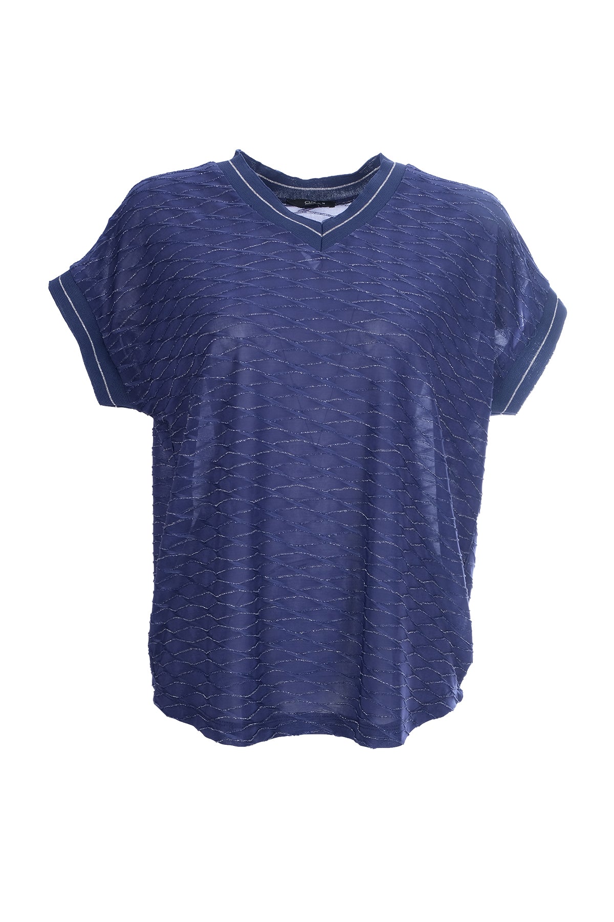 On Oversize V Yaka Kısa Kol Minimalist Kadın Bluz Ana görsel