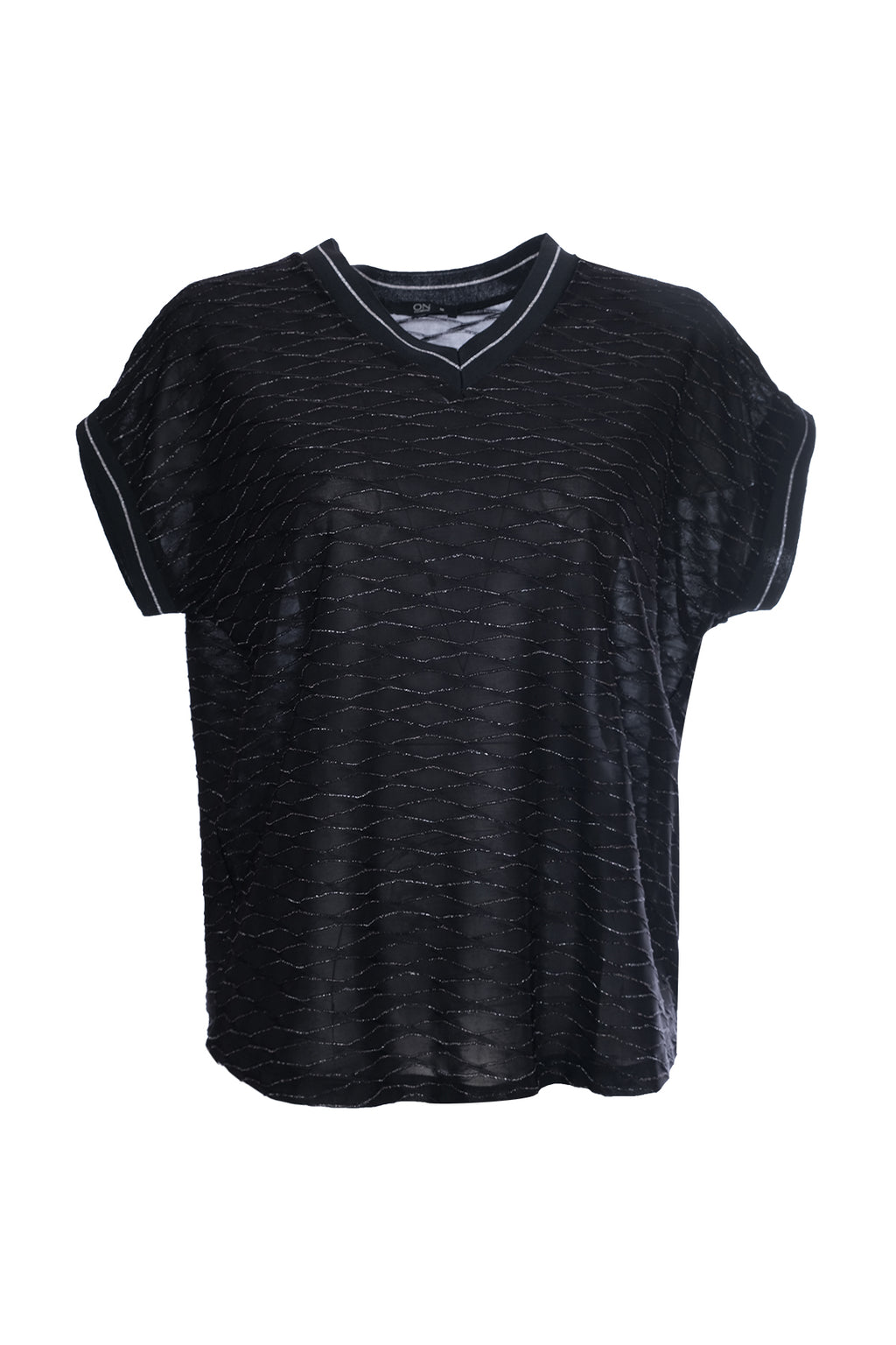 On Oversize V Yaka Kısa Kol Minimalist Kadın Bluz
