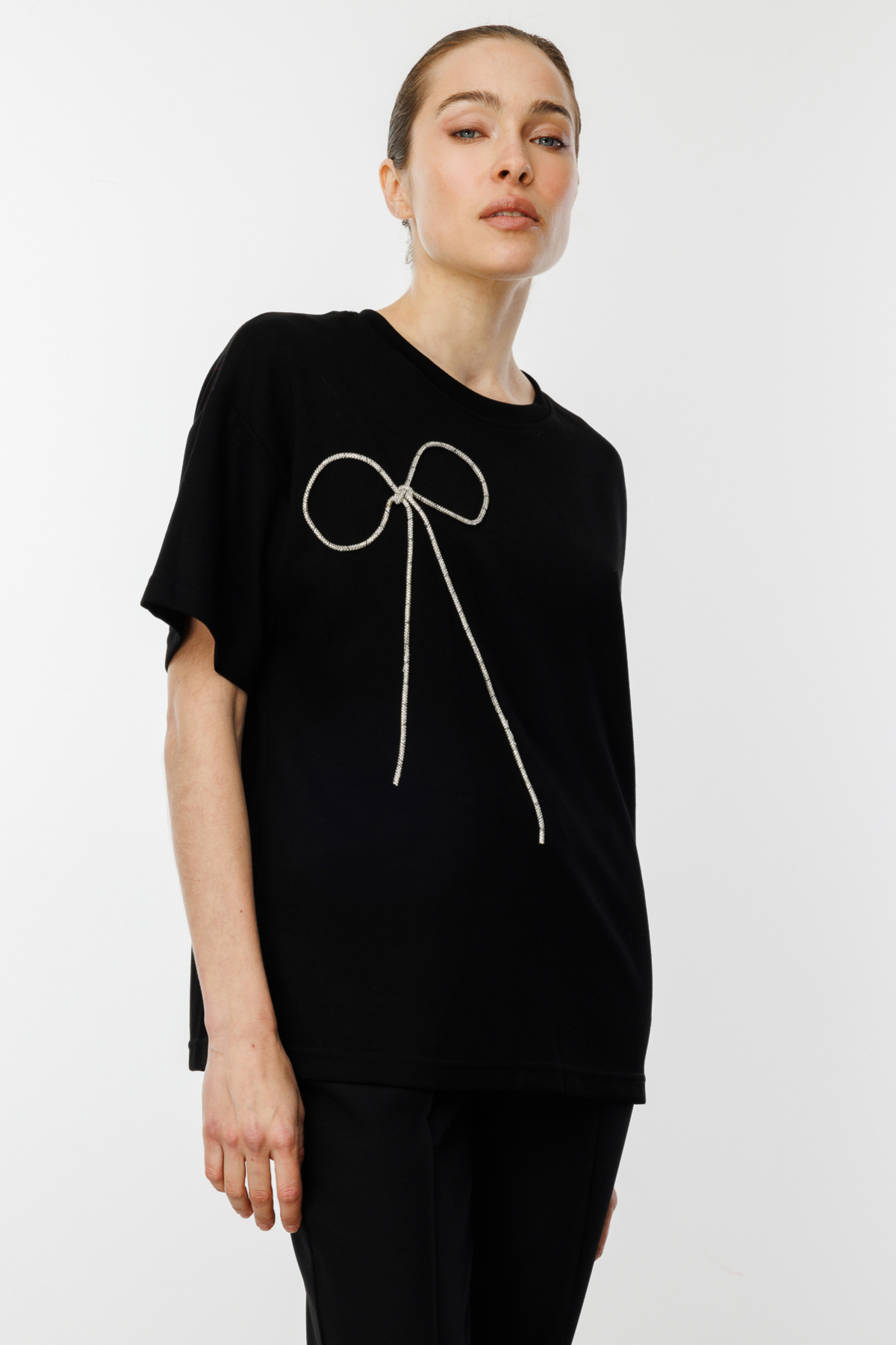 On Minimalist Oversize Kısa Kol Yuvarlak Yaka Kadın Bluz - Günlük Şıklık İkincil görsel