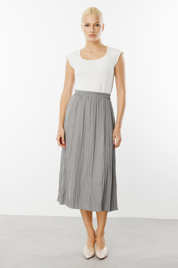 On Kadın Midi Pileli Etek - Minimalist Stil - Yüksek Bel