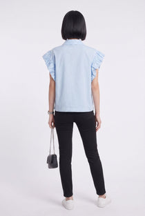 On Kadın Fırfırlı Kısa Kol Crop Gömlek - Minimalist