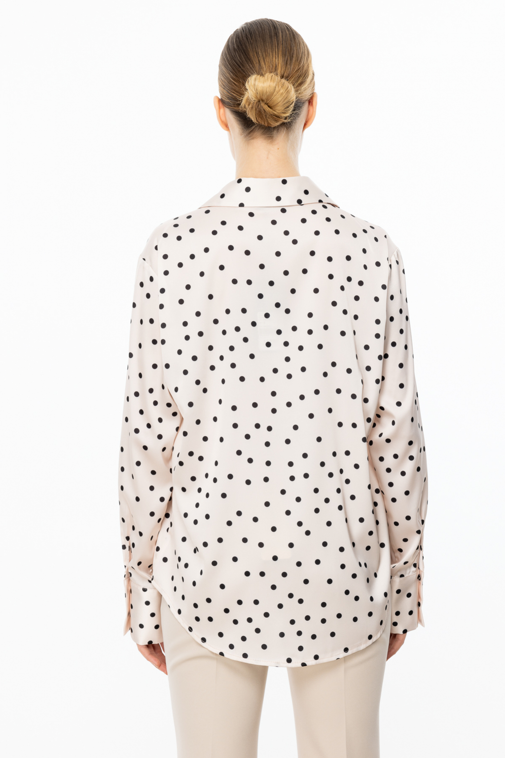 On Minimalist Çizgili Oversize Uzun Kol Saten Kadın Gömlek