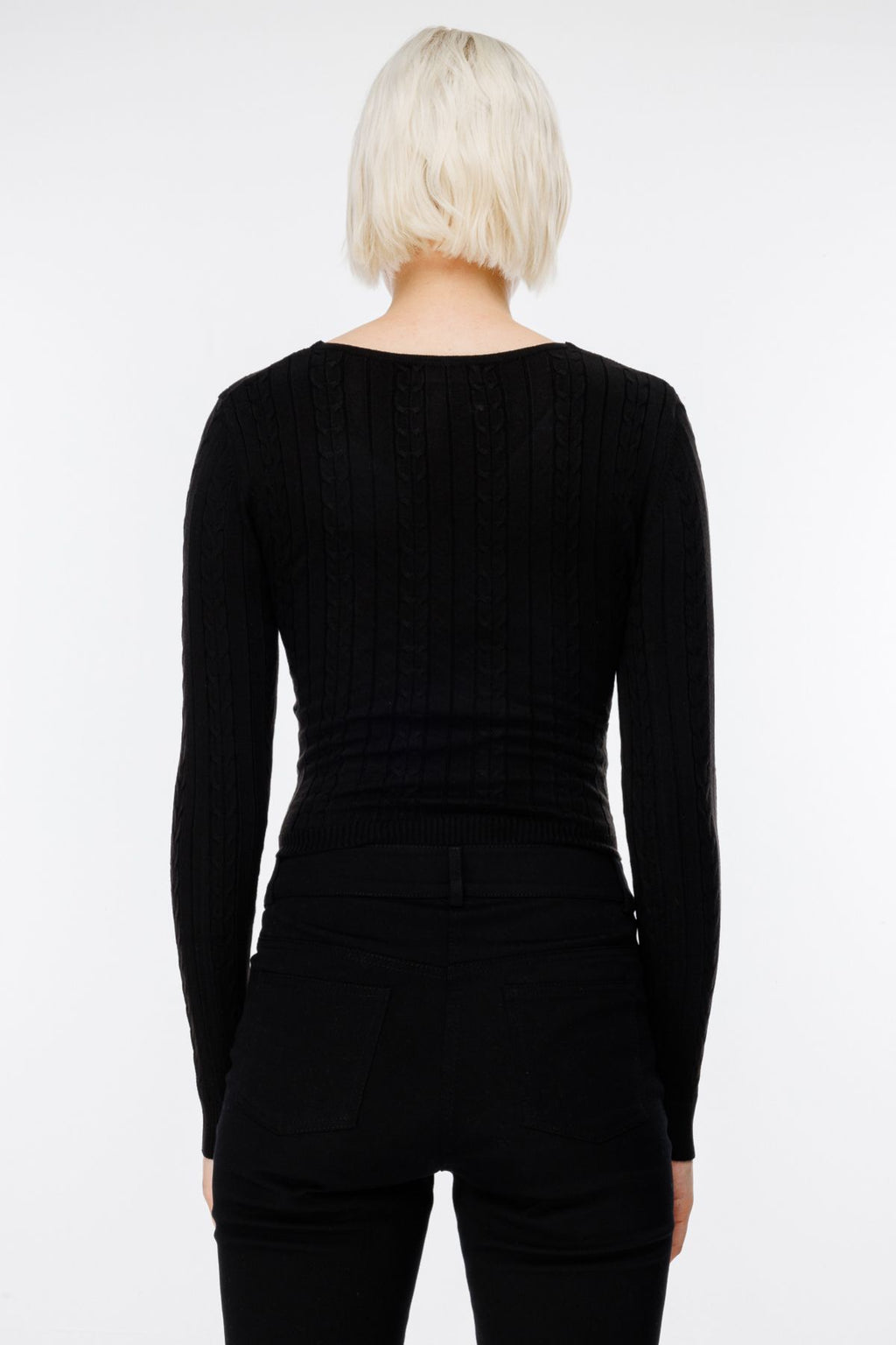 On Kadın Oversize V Yaka Crop Kazak - Uzun Kol