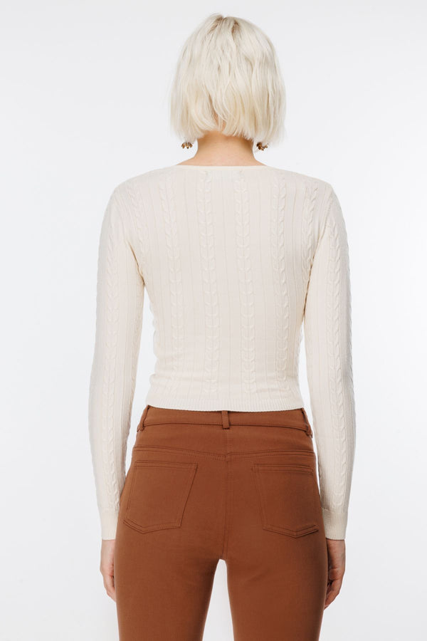 On Kadın Oversize V Yaka Crop Kazak - Uzun Kol