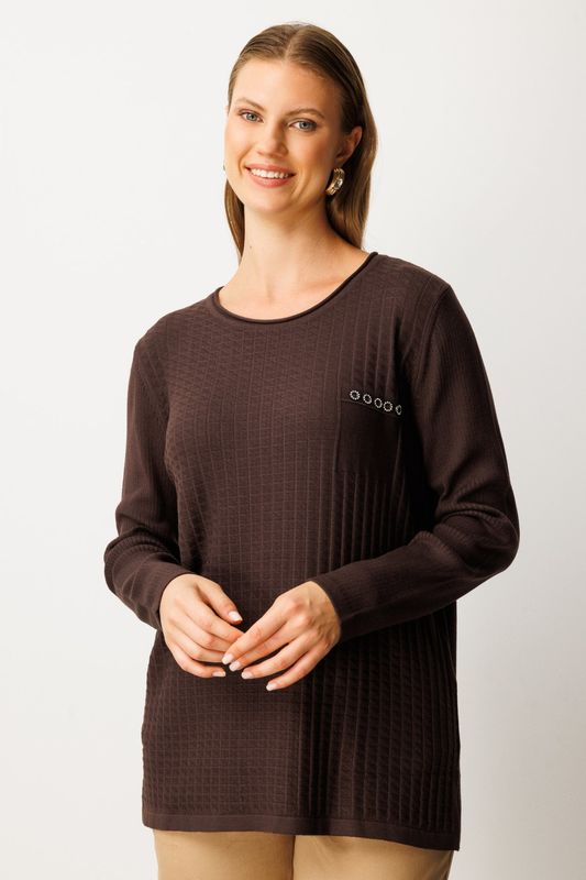 On Cebi Taşlı Triko Kazak 26KON65354