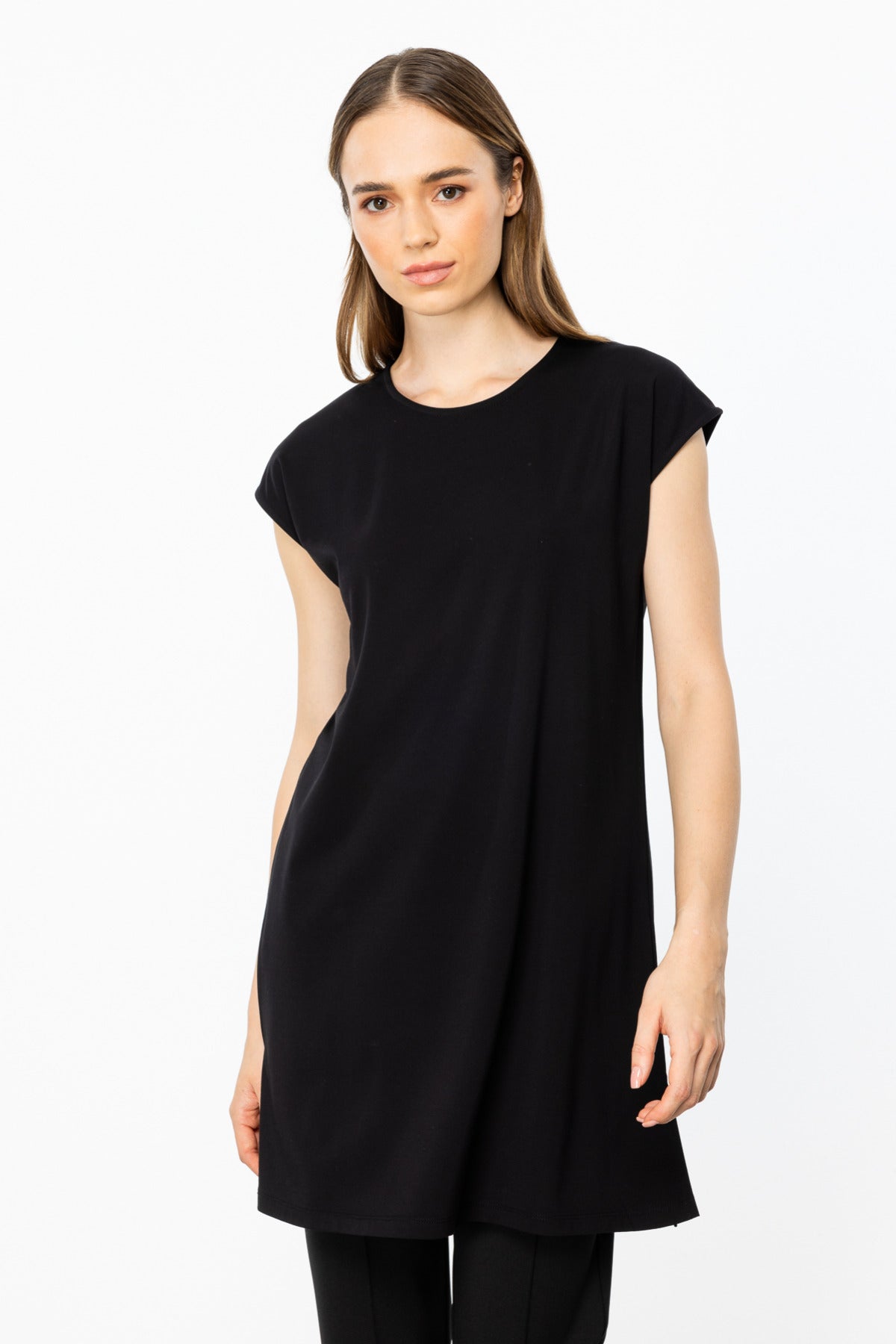 On Kadın Oversize Midi Bluz - Minimalist Stil, Kısa Kol Translation missing: ar.content.product_image_main