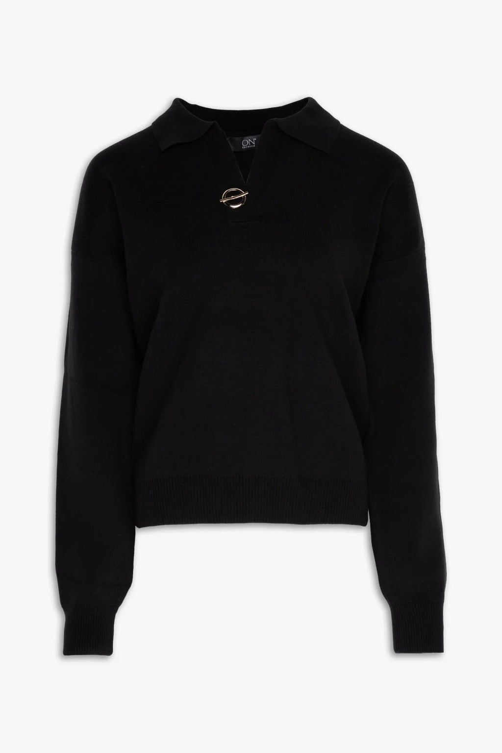 On Kadın Polo Yaka Uzun Kollu Crop Triko - Minimalist & Şık