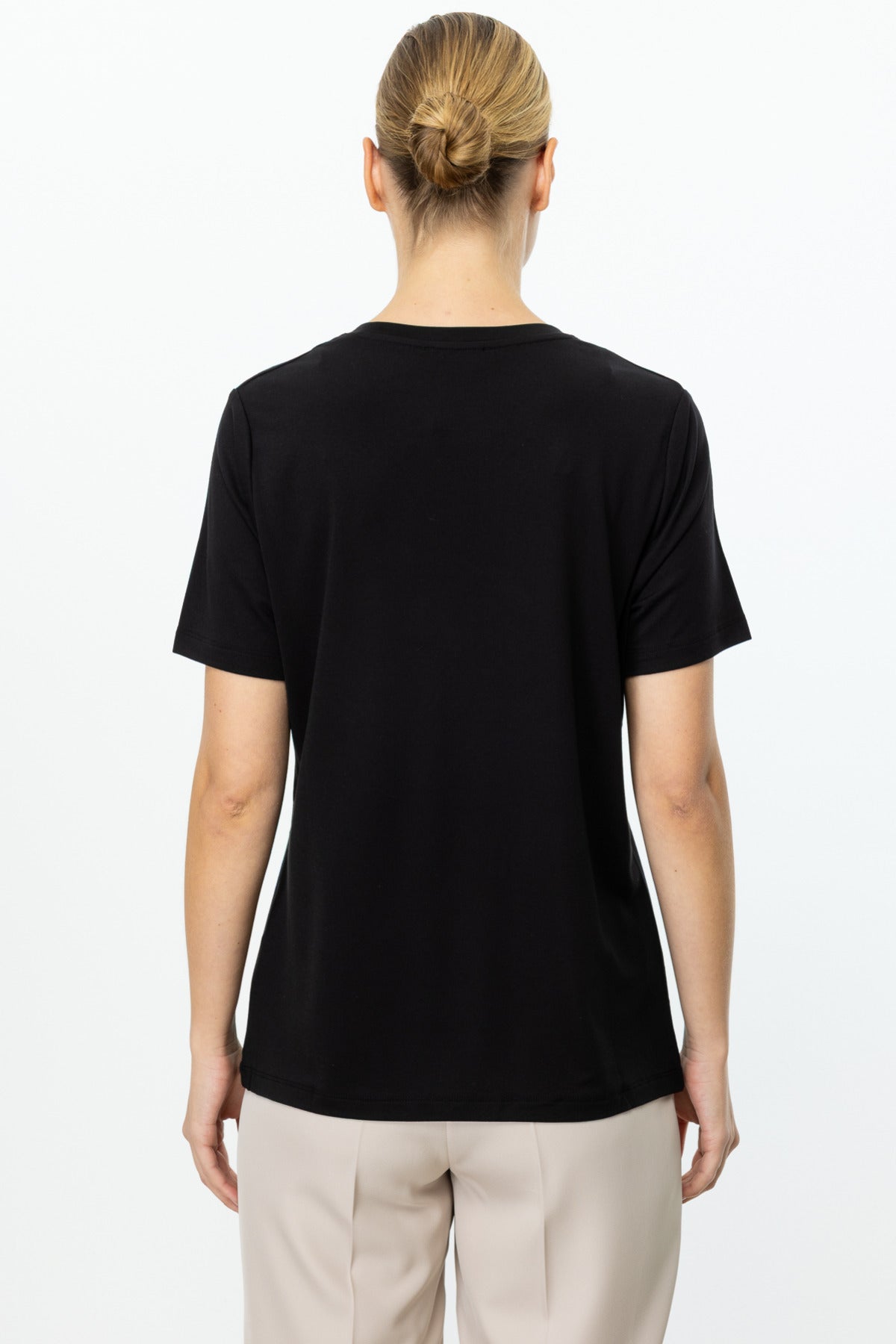 On Minimalist Oversize Kadın Bluz - Yuvarlak Yaka Kısa Kol Günlük Translation missing: ar.content.product_image_secondary