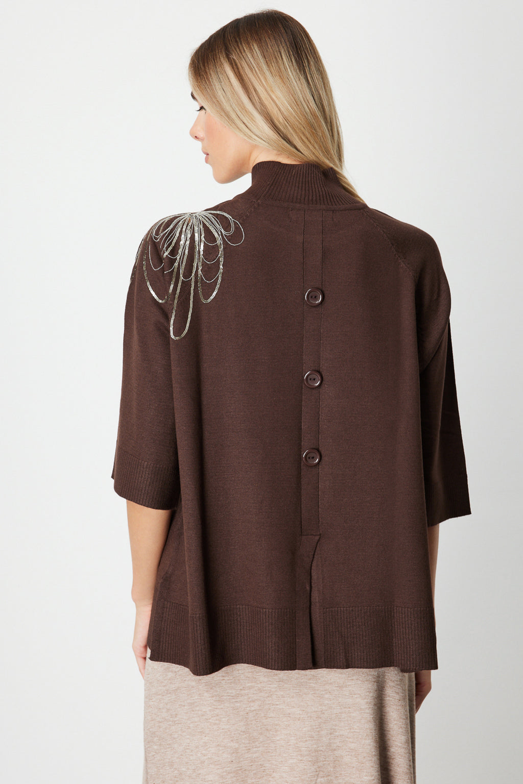 On Oversize 3/4 Kol Minimalist Kadın Kazak - Günlük Şıklık