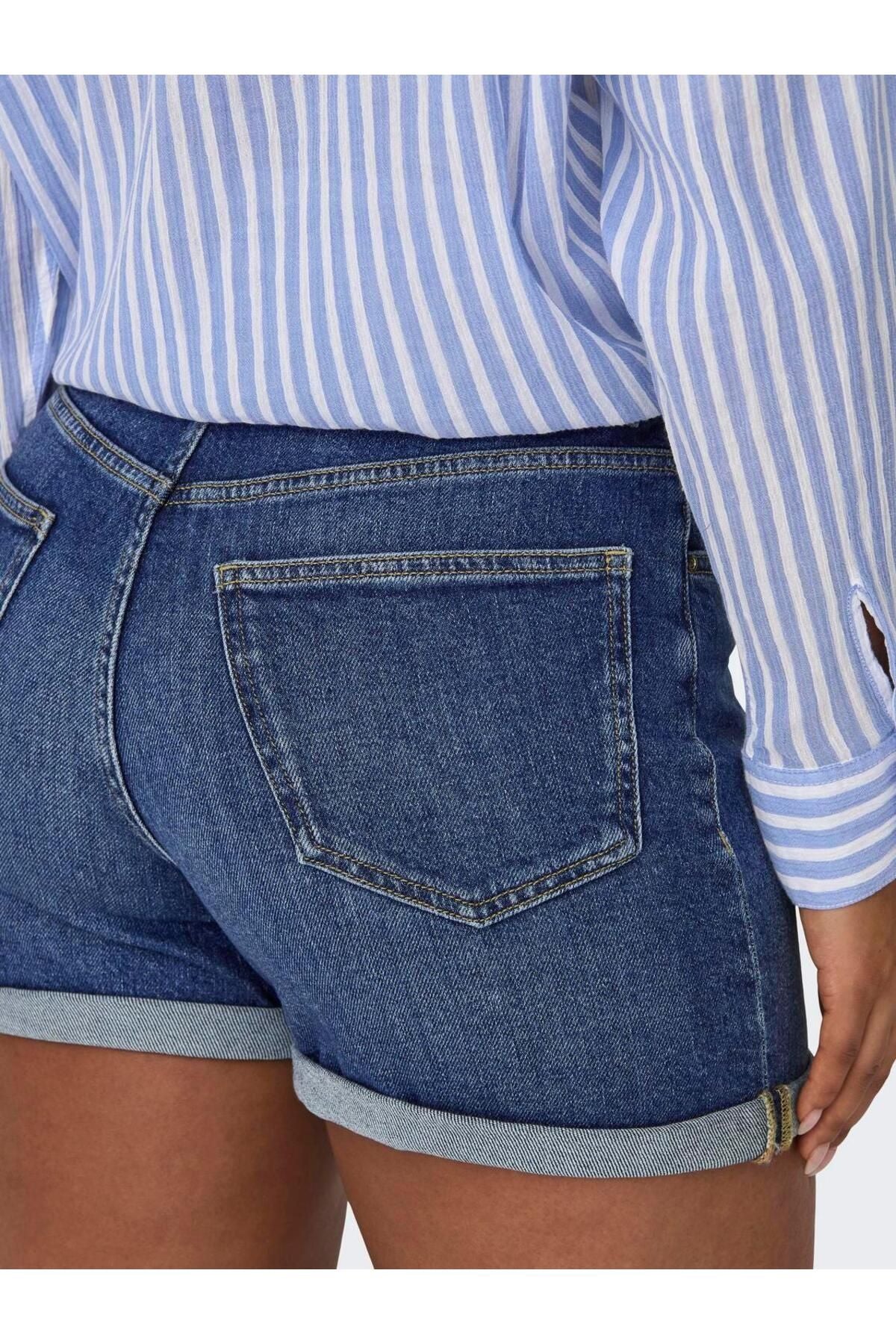 Only Yüksek Bel Mini Denim Şort - Minimalist Günlük Stil - Hızlı Kargo