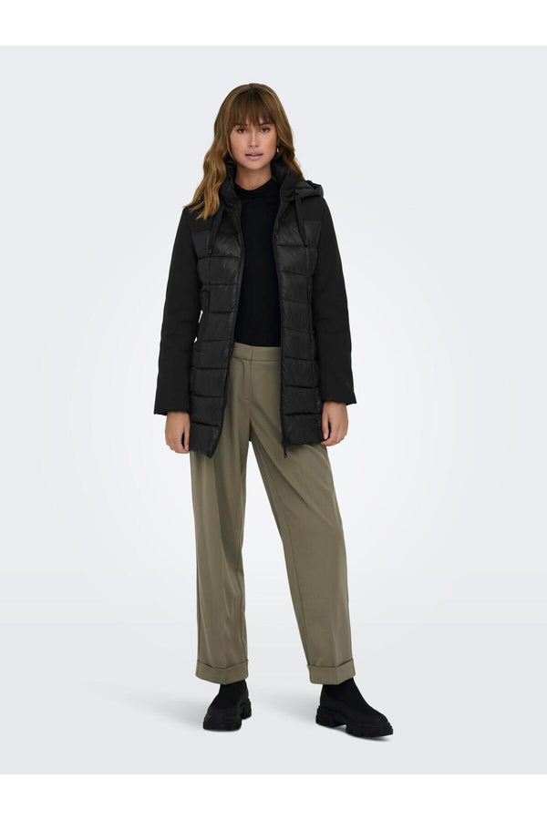 Only Midi Kapüşonlu Şişme Kaban - Oversize Minimalist Kışlık