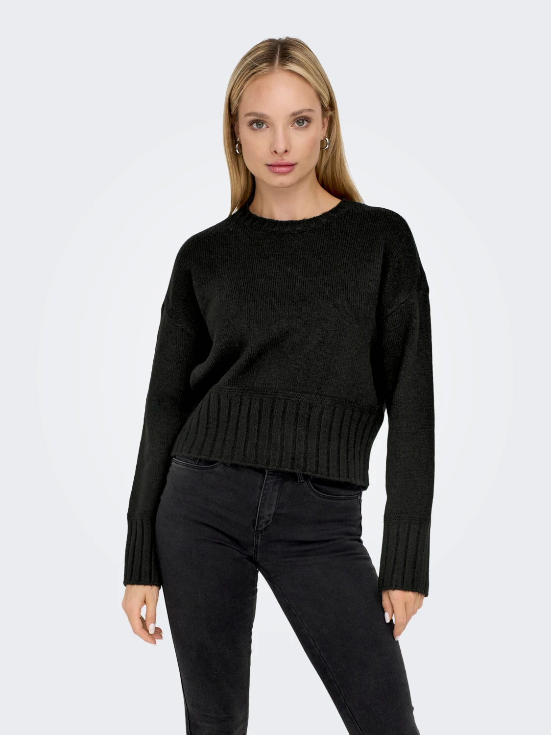 Only Minimalist Crop Kazak - Uzun Kol Yuvarlak Yaka - Günlük Kombinler Ana görsel