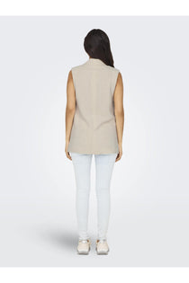 Only Minimalist Kolsuz Midi Oversize Keten Yelek - Günlük Şıklık