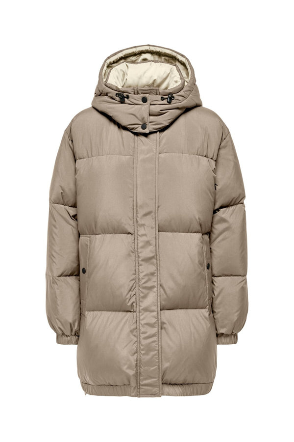 Only Oversize Kapüşonlu Midi Şişme Mont - Kışlık Günlük