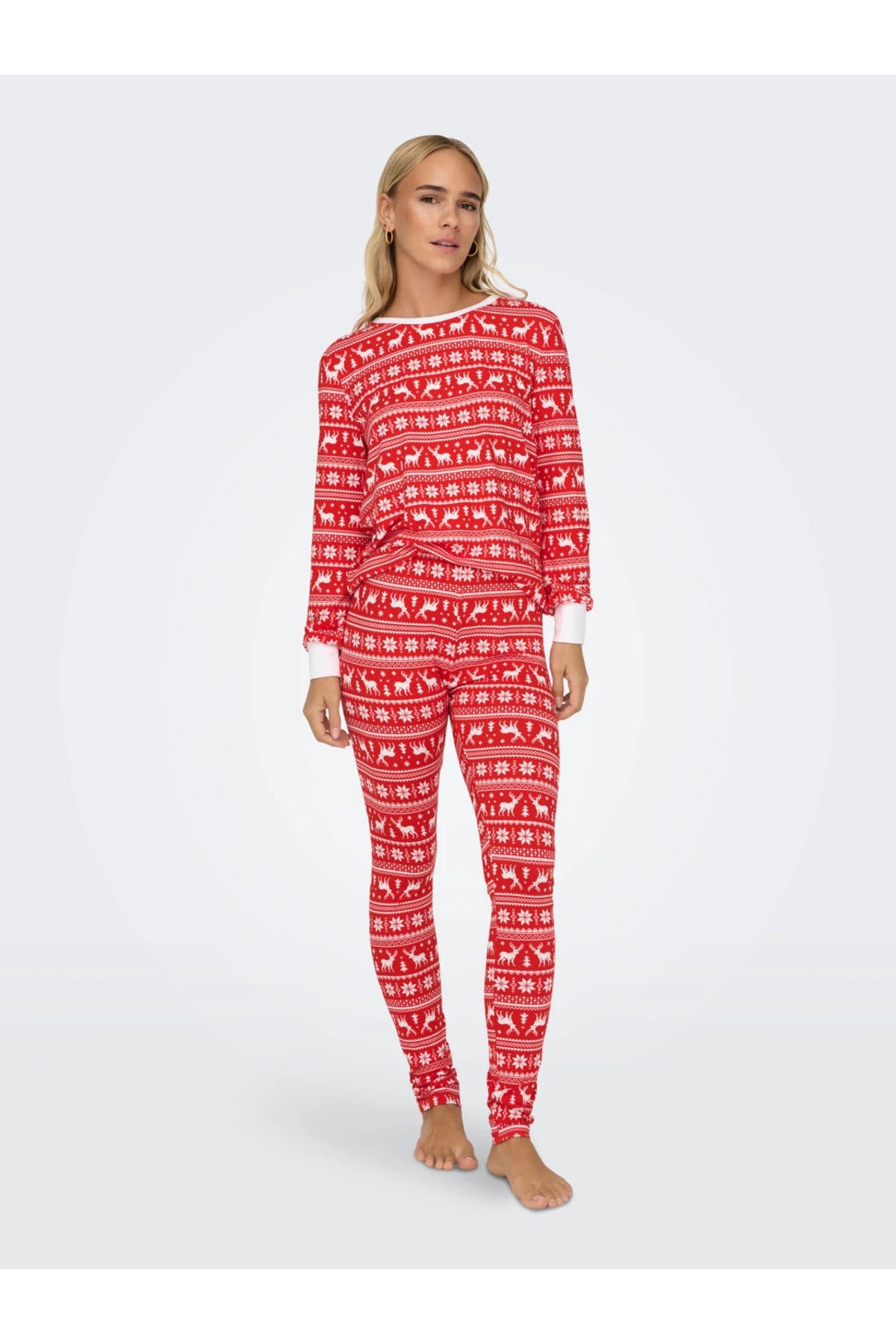 Only Uzun Kol Gece Pijama Takımı - Rahat ve Sıcak Kışlık Desen