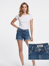 Only Yüksek Bel Mini Denim Şort - Minimalist Günlük Stil - Hızlı Kargo