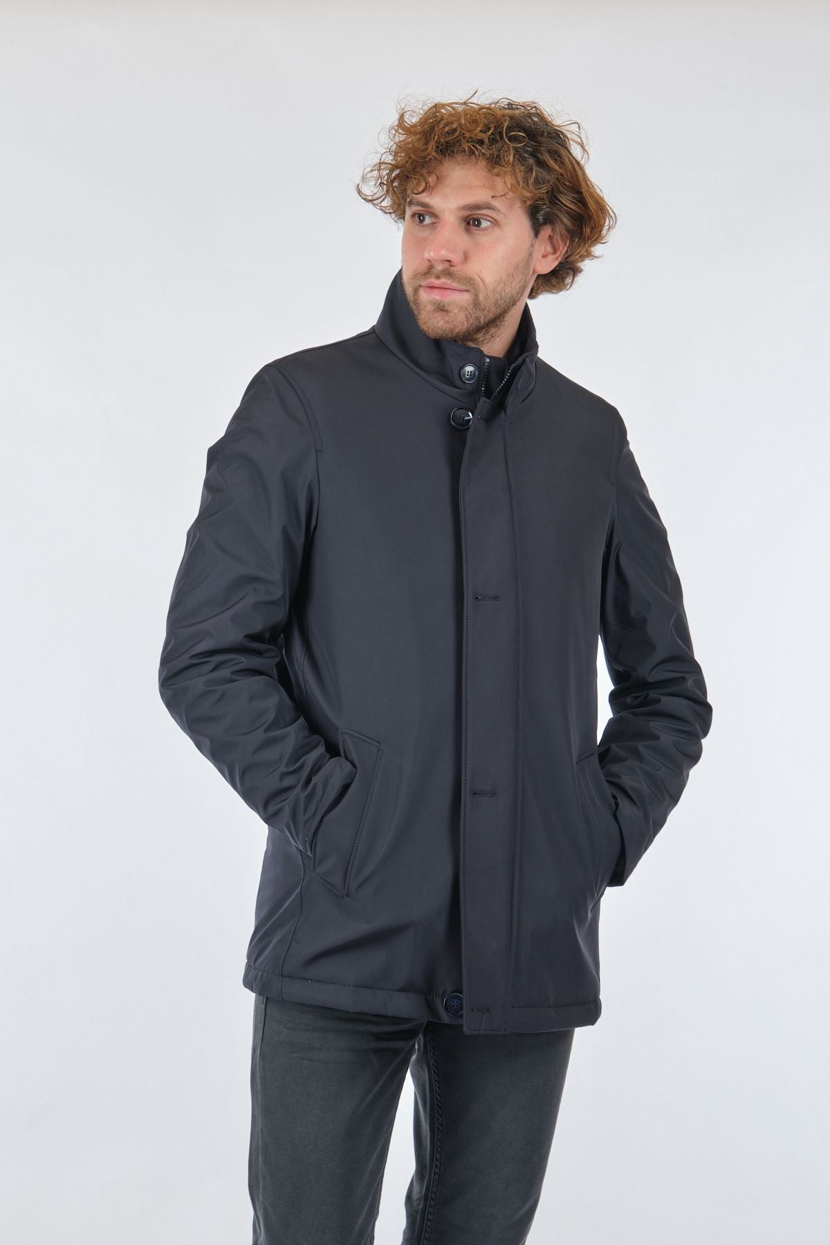 Orbita Erkek Kaban - Minimalist Stil, Regular Fit, Yüksek Yaka