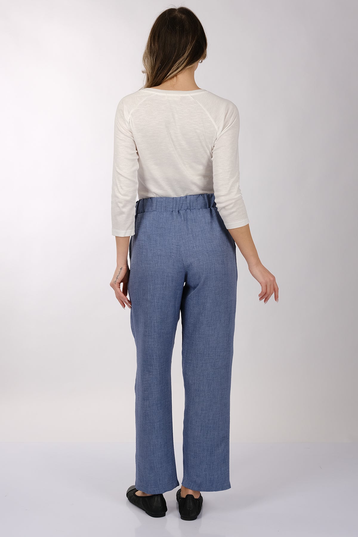Daido Minimalist Yüksek Bel Keten Kadın Pantolon - Regular Fit