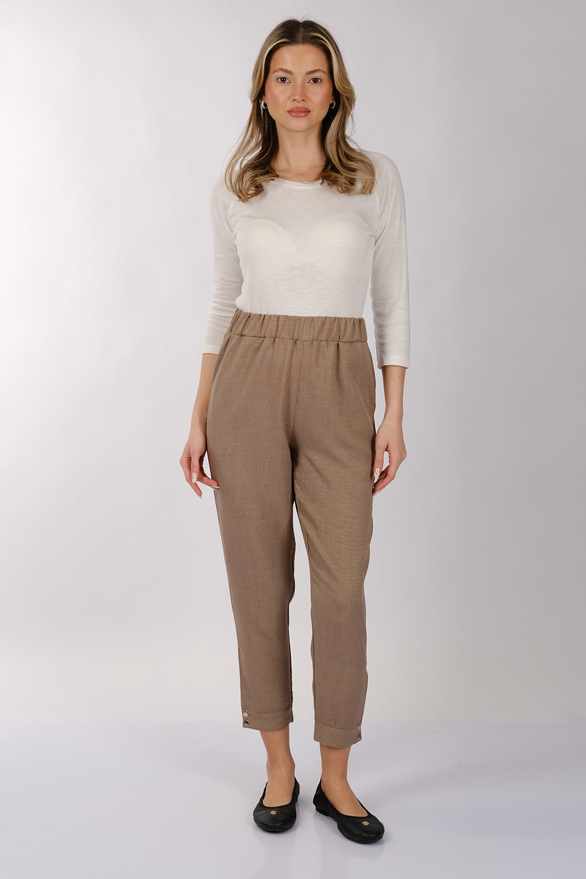 Daido Minimalist Keten Crop Pantolon - Yüksek Bel 7/8 Boy Translation missing: ar.content.product_image_main