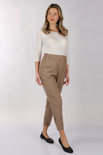 Daido Minimalist Keten Crop Pantolon - Yüksek Bel 7/8 Boy