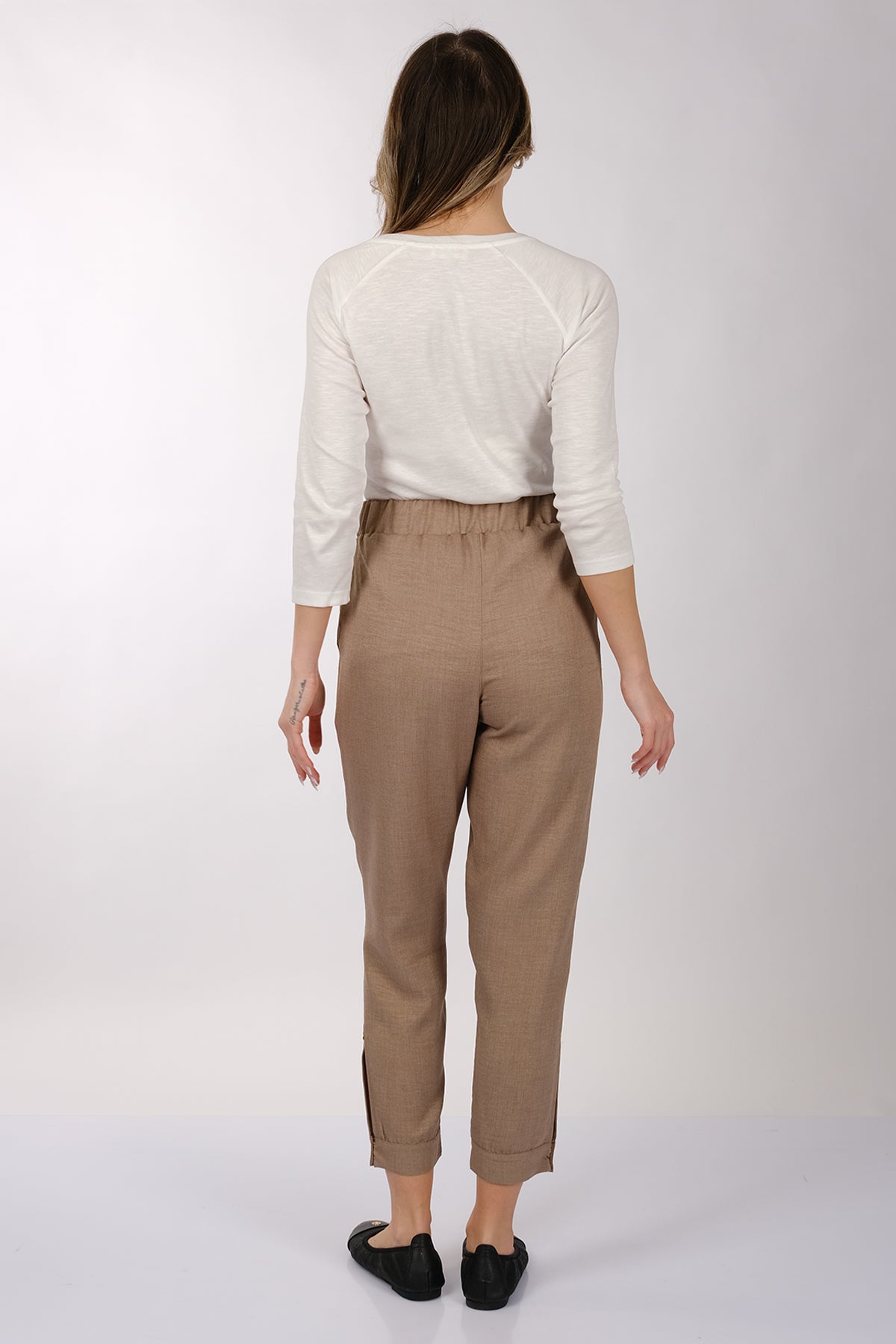 Daido Minimalist Keten Crop Pantolon - Yüksek Bel 7/8 Boy