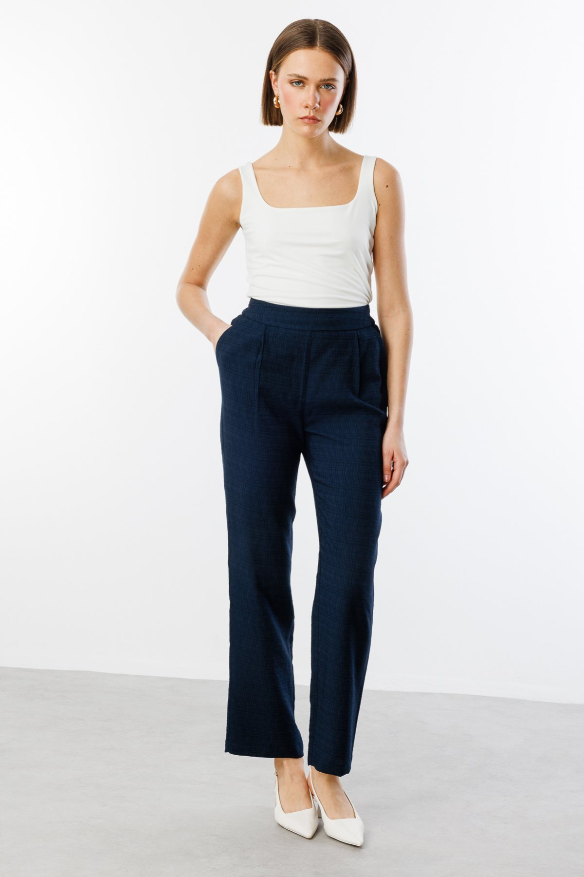 Ekol Minimalist Yüksek Bel Midi Kadın Pantolon - Günlük & Ofis Şıklığı Translation missing: ar.content.product_image_secondary