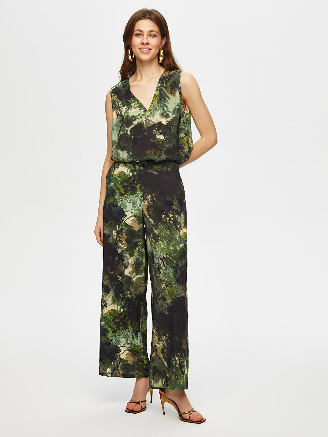 Kadın Jungle Desen Wide Leg Fit Viskon Pantolon Faik Sönmez Translation missing: ar.content.product_image_main