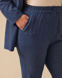 بنطلون نسائي من الكتان بقصة عادية وخصر عالٍ من جالا-إكسي - تصميم بسيط