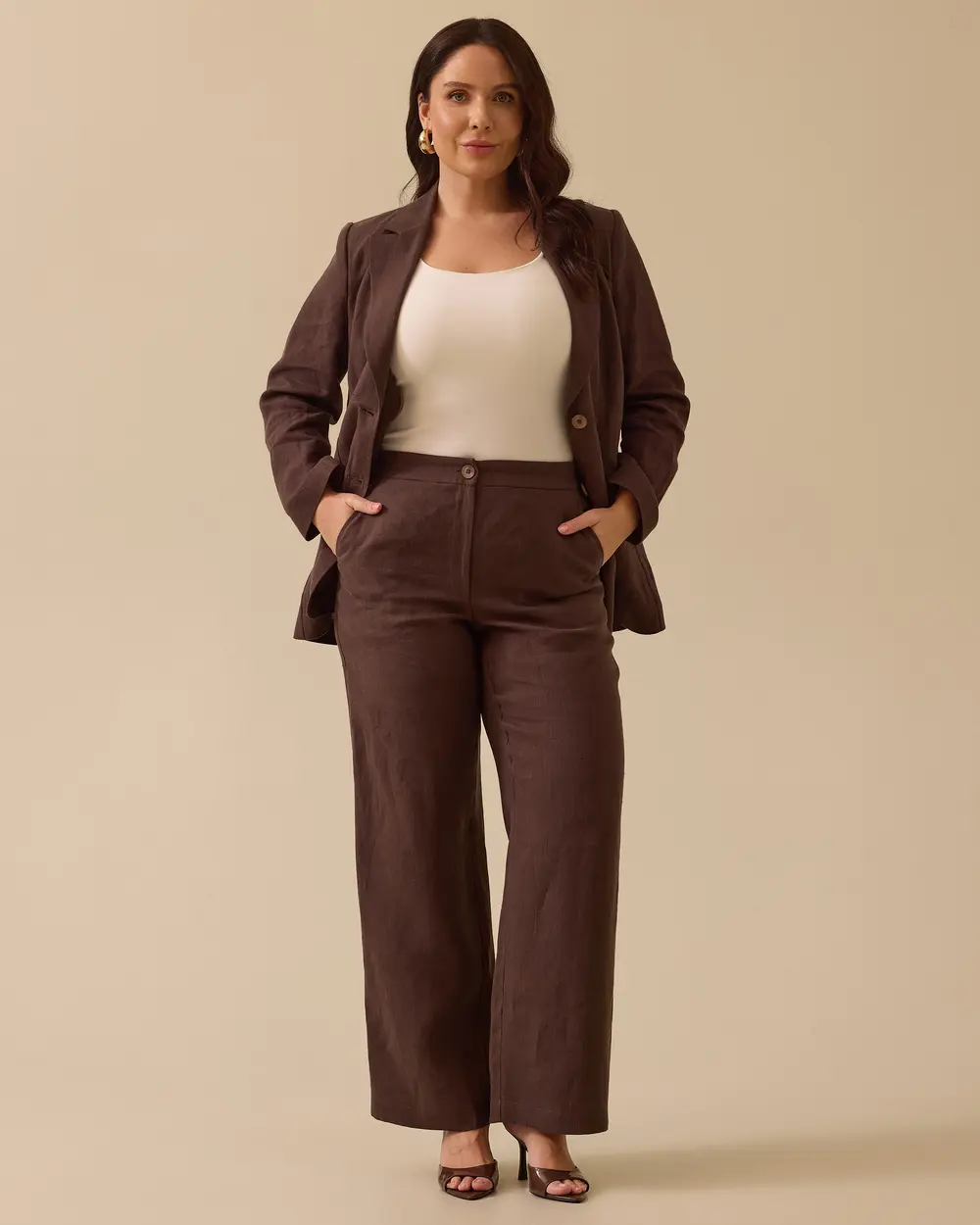 Gala-xi Minimalist Yüksek Bel Geniş Paça Keten Pantolon - Günlük & Şık Translation missing: ar.content.product_image_main