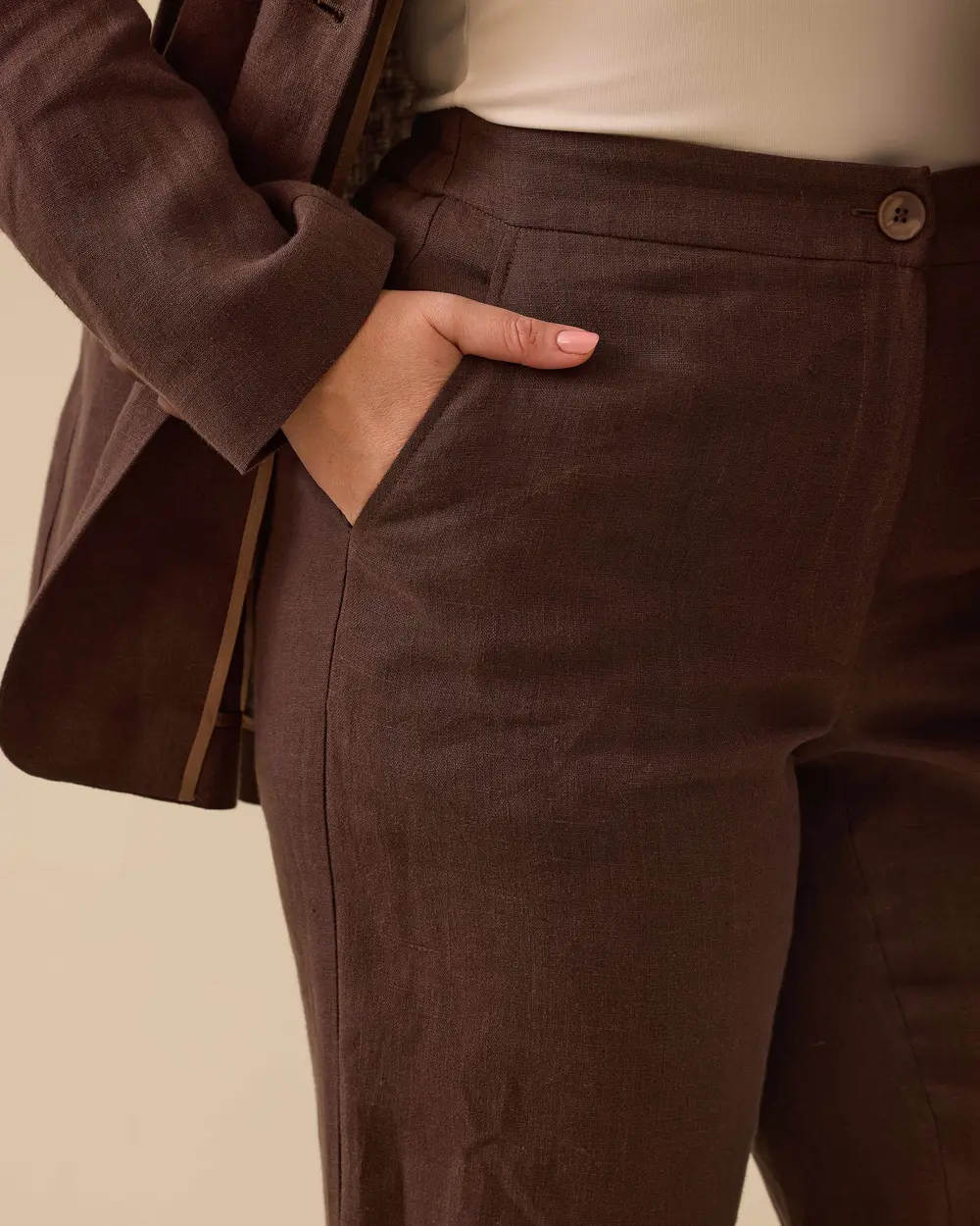 Gala-xi Minimalist Yüksek Bel Geniş Paça Keten Pantolon - Günlük & Şık