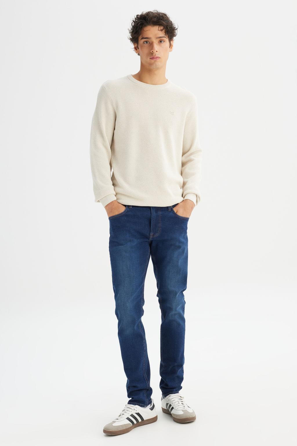Slim Fit Dar Kesim Normal Bel Dar Paça Pamuklu Esnek Mavi Jean Denim Pantolon Lee