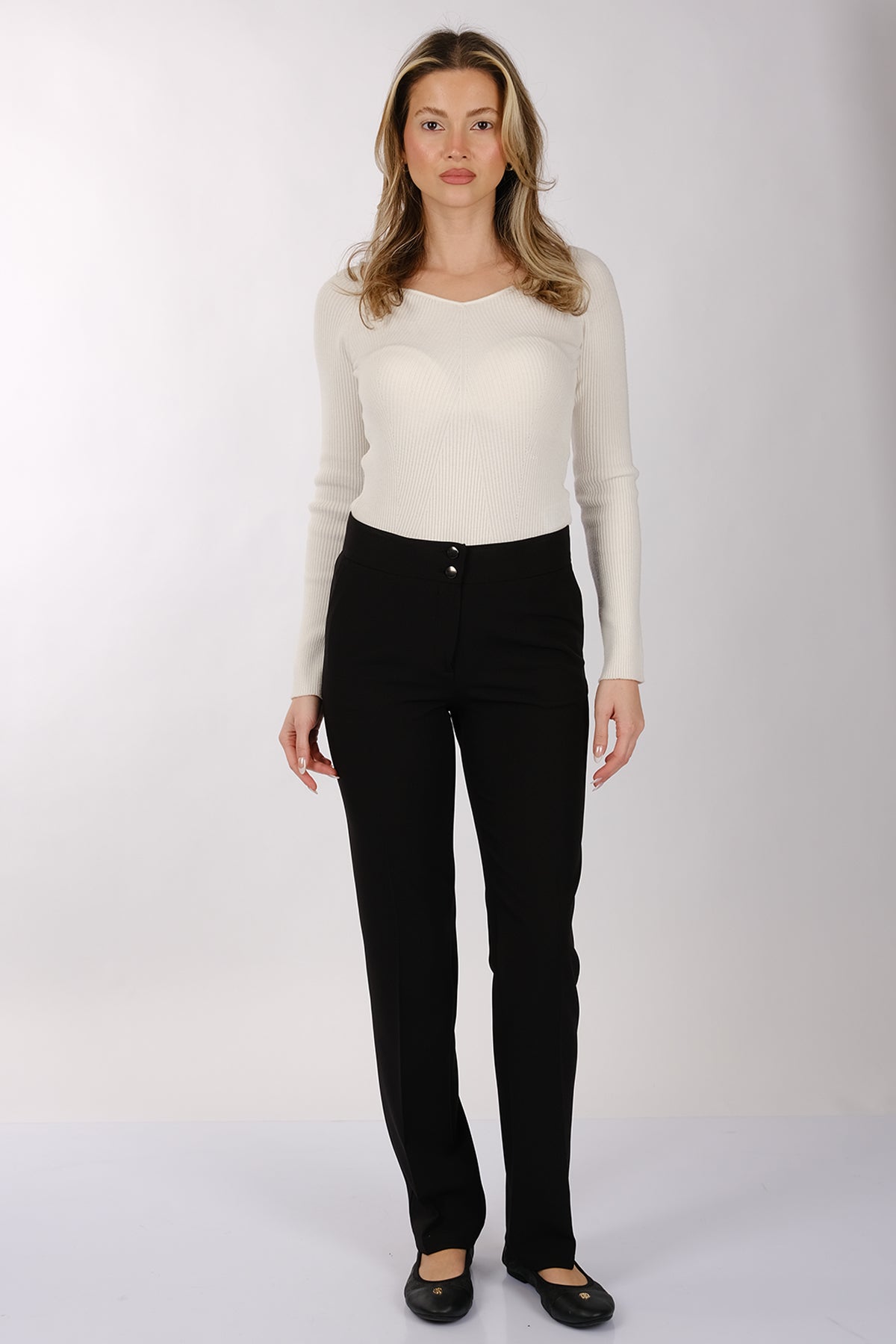 Modiva Minimalist Yüksek Bel Regular Fit Kadın Pantolon - Günlük & İş İkincil görsel