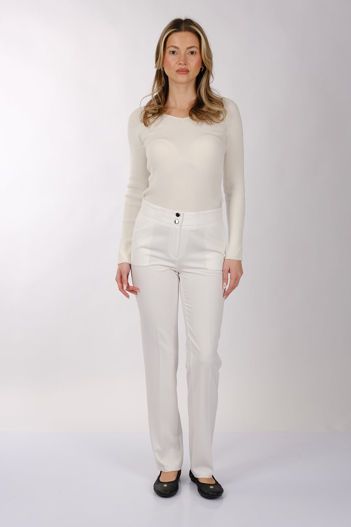 Modiva Minimalist Yüksek Bel Regular Fit Kadın Pantolon - Günlük & İş Ana görsel