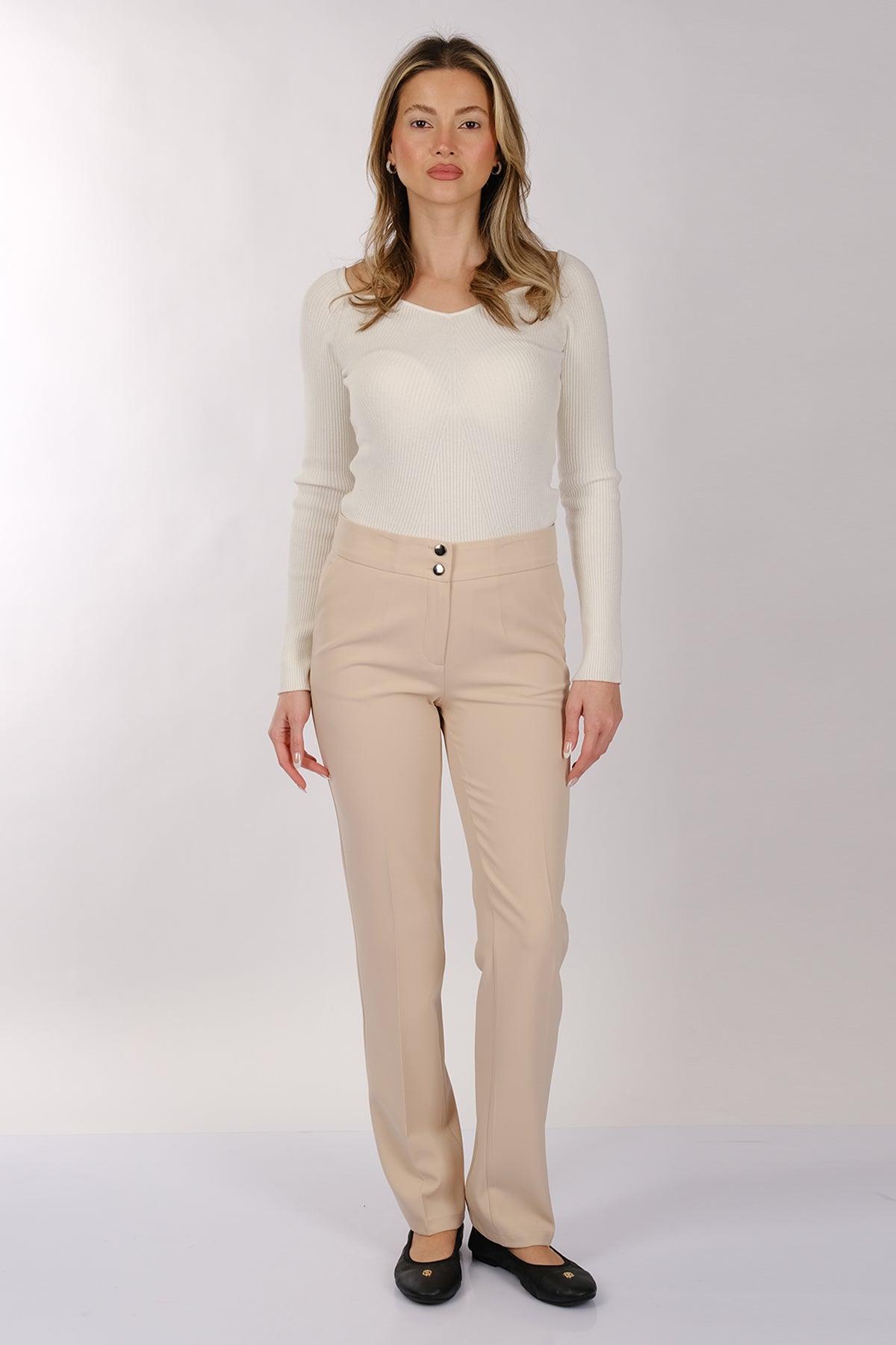 Modiva Minimalist Yüksek Bel Regular Fit Kadın Pantolon - Günlük & İş Translation missing: ar.content.product_image_main