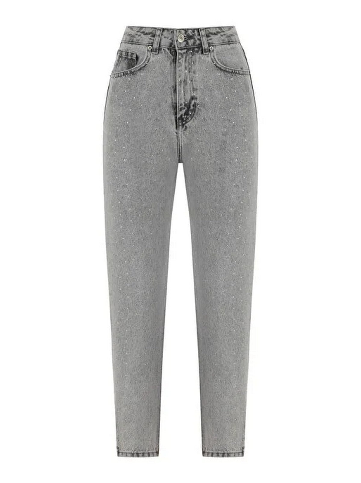 Nocturne Minimalist Taş Detaylı Midi Mom Jean Kadın Pantolon