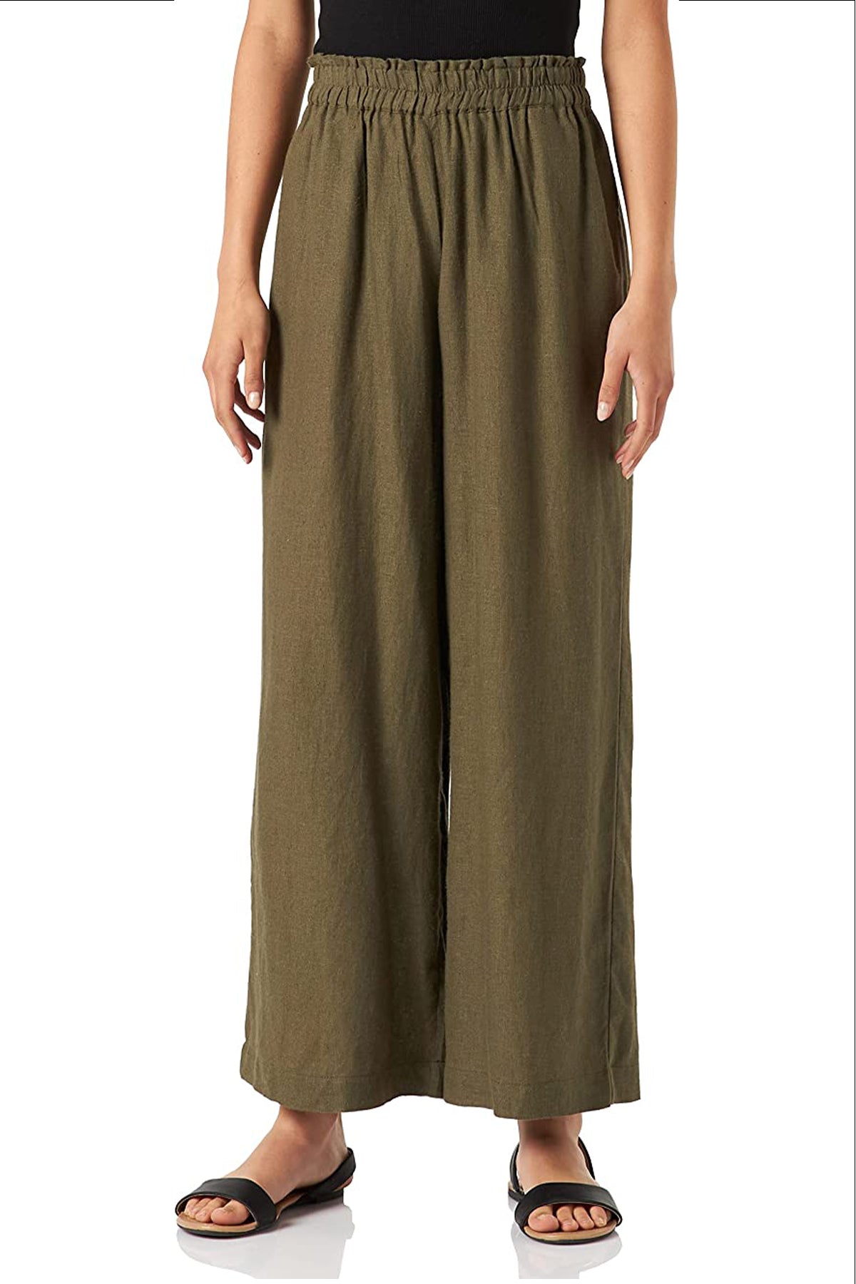 Only Minimalist Yüksek Bel Geniş Paça Keten Pantolon - Rahat ve Şık İkincil görsel