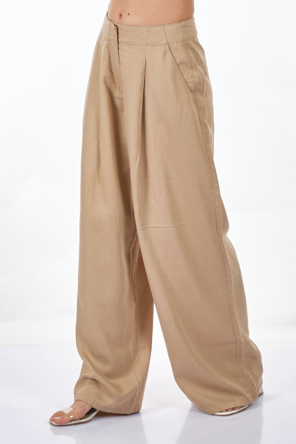 Only Oversize Pileli Keten Pantolon - Geniş Paça - Minimalist