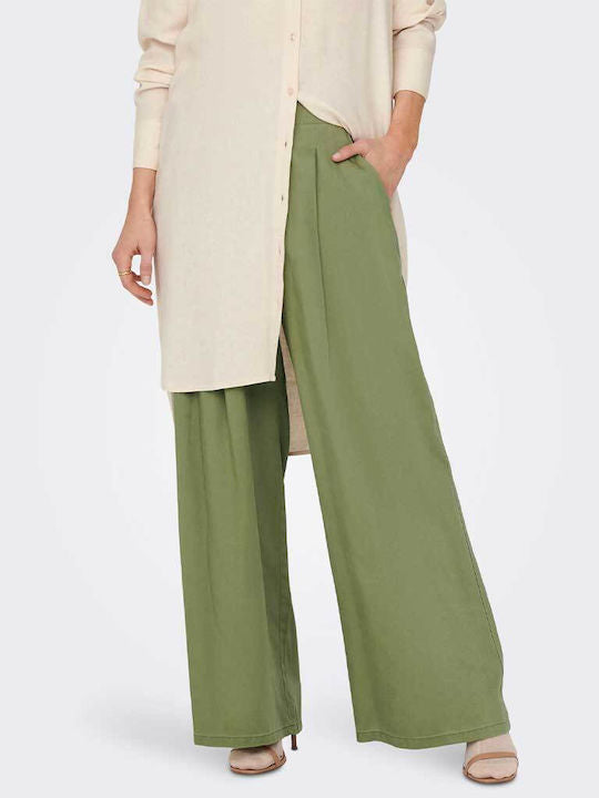 Only Oversize Pileli Keten Pantolon - Geniş Paça - Minimalist