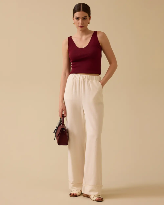 SCL Minimalist Oversize Kadın Pantolon - Geniş Paça Midi