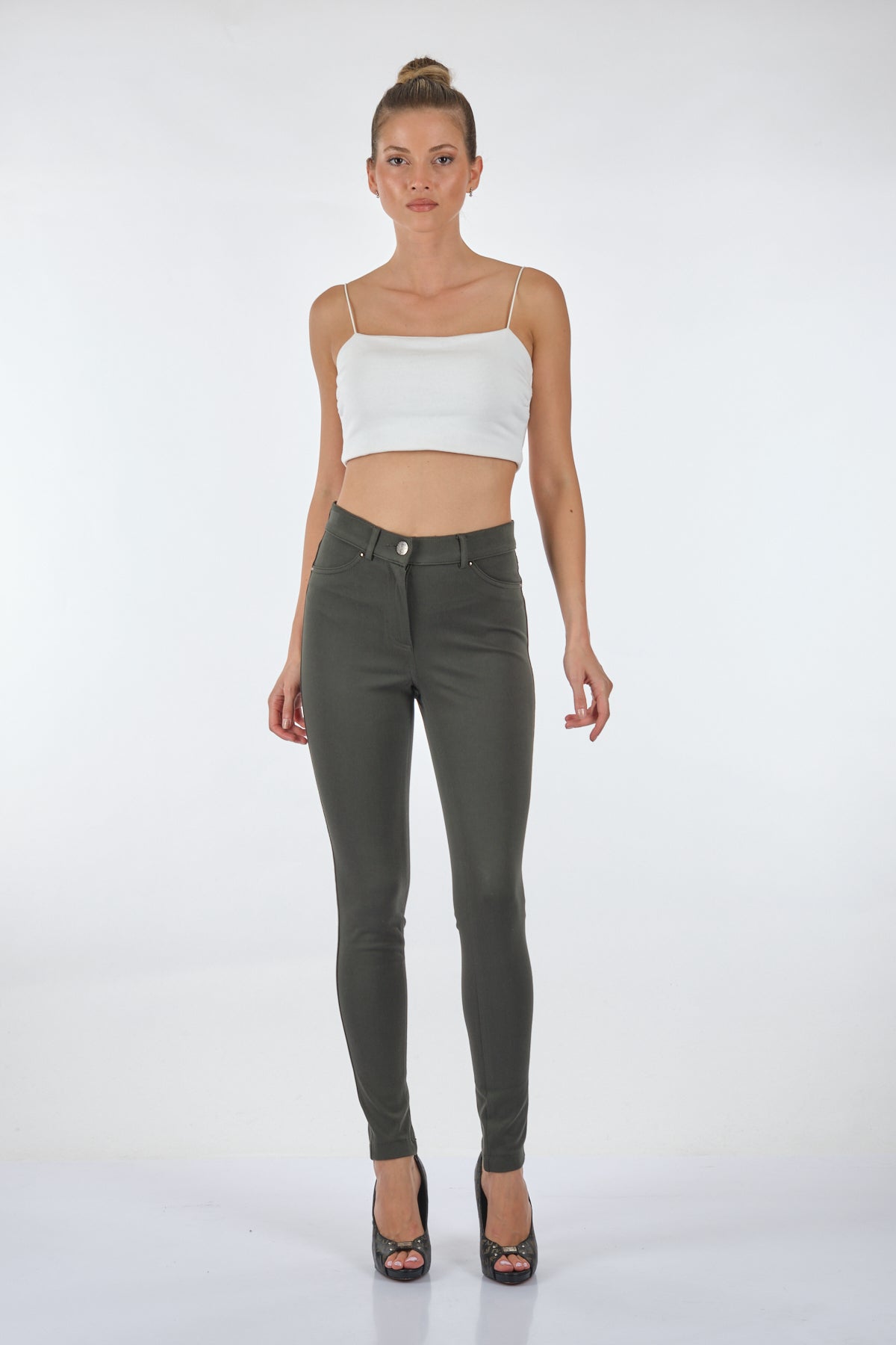 Seleste Yüksek Bel Slim Fit Kadın Pantolon - Günlük Kullanım