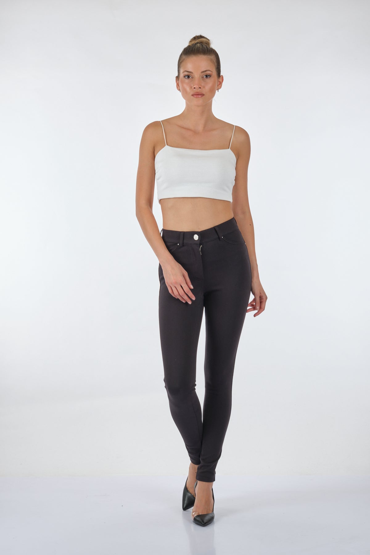 Seleste Yüksek Bel Slim Fit Kadın Pantolon - Günlük Kullanım