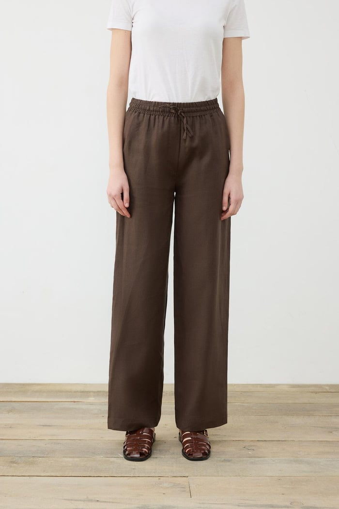 Terzi Dükkanı Minimalist Keten Pantolon - Bel Bağcıklı Geniş Paça Translation missing: ar.content.product_image_secondary